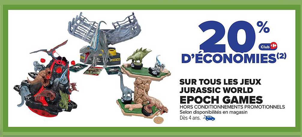 20 % D'ÉCONOMIES sur tous les jeux Jurassic World EPOCH GAMES