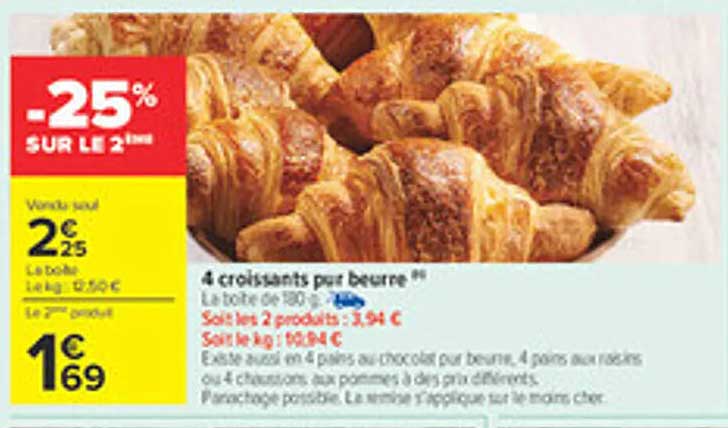 4 croissants pur beurre
