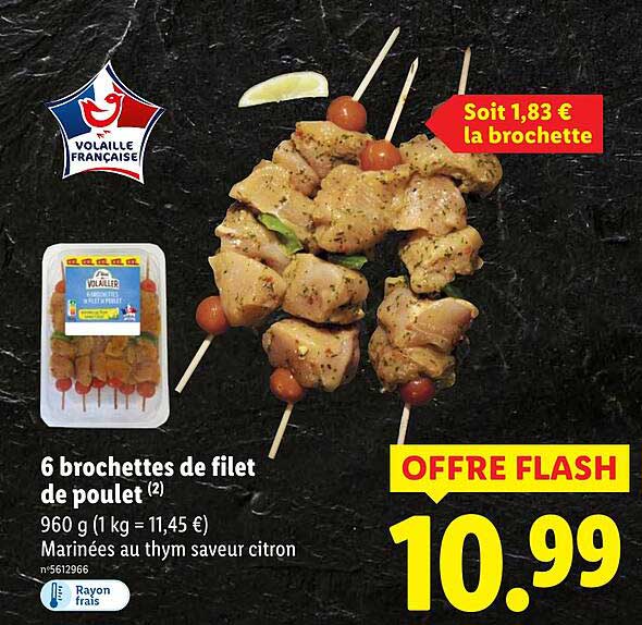 6 brochettes de filet de poulet