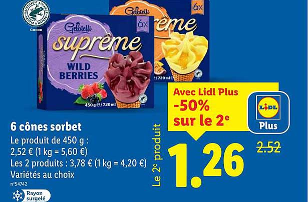 6 cônes sorbet