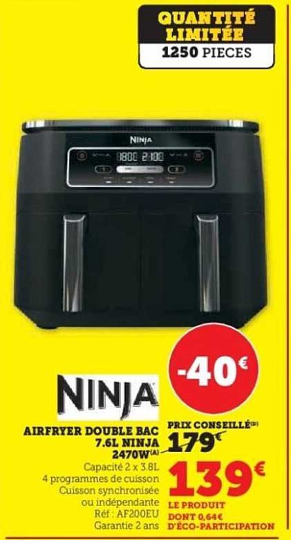 AIRFRYER DOUBLE BAC 7.6L NINJA 2470W