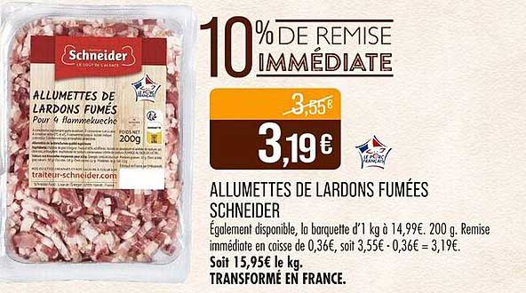 ALLUMETTES DE LARDONS FUMÉS SCHNEIDER