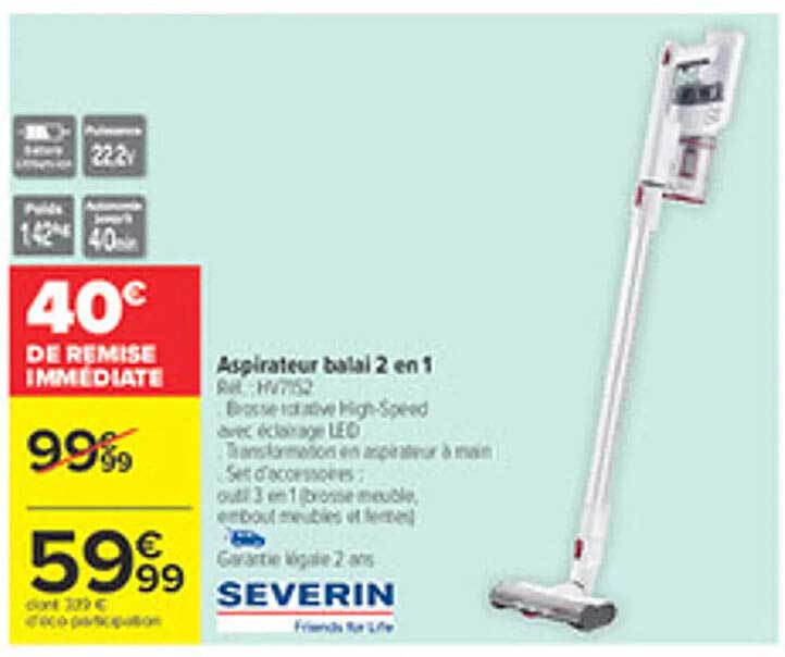 Aspirateur balai 2 en 1