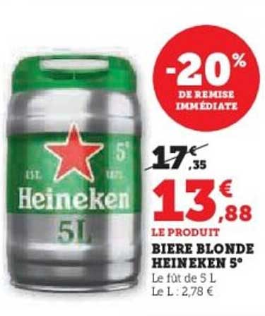 BIERE BLONDE HEINEKEN 5°
