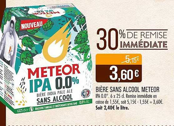 BIÈRE SANS ALCOOL METEOR IPA 0.0%