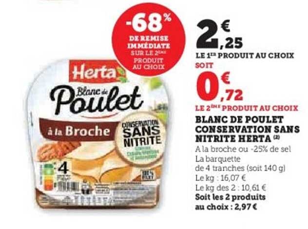 BLANC DE POULET CONSERVATION SANS NITRITE HERTA
