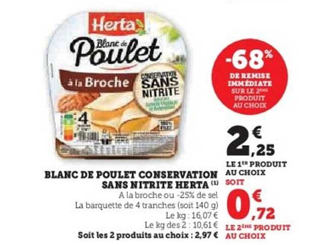 BLANC DE POULET CONSERVATION SANS NITRITE HERTA