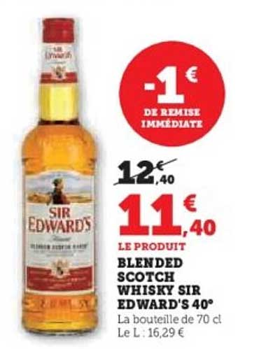 BLENDED SCOTCH WHISKY SIR EDWARD'S 40°
