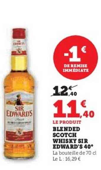 BLENDED SCOTCH WHISKY SIR EDWARD'S 40°
