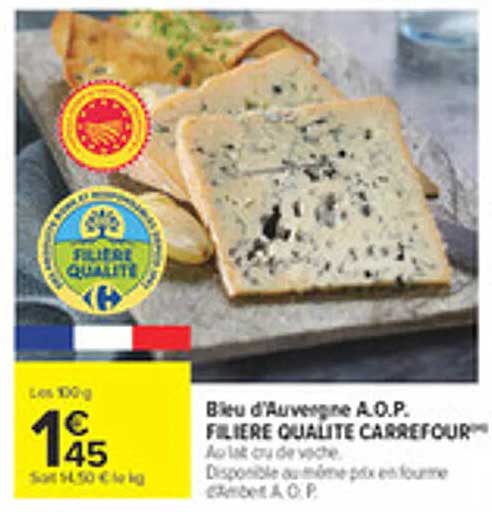Bleu d'Auvergne A.O.P. FILIERE QUALITE CARREFOUR