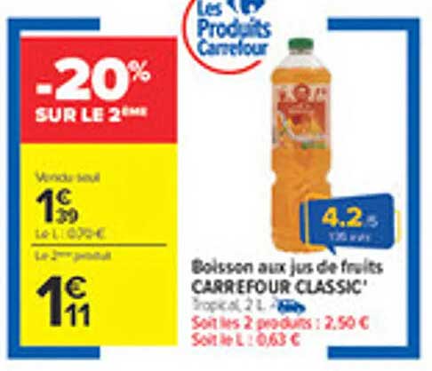 Boisson aux jus de fruits CARREFOUR CLASSIC'