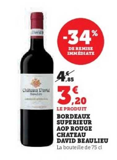 BORDEAUX SUPERIEUR AOP ROUGE CHATEAU DAVID BEAULIEU