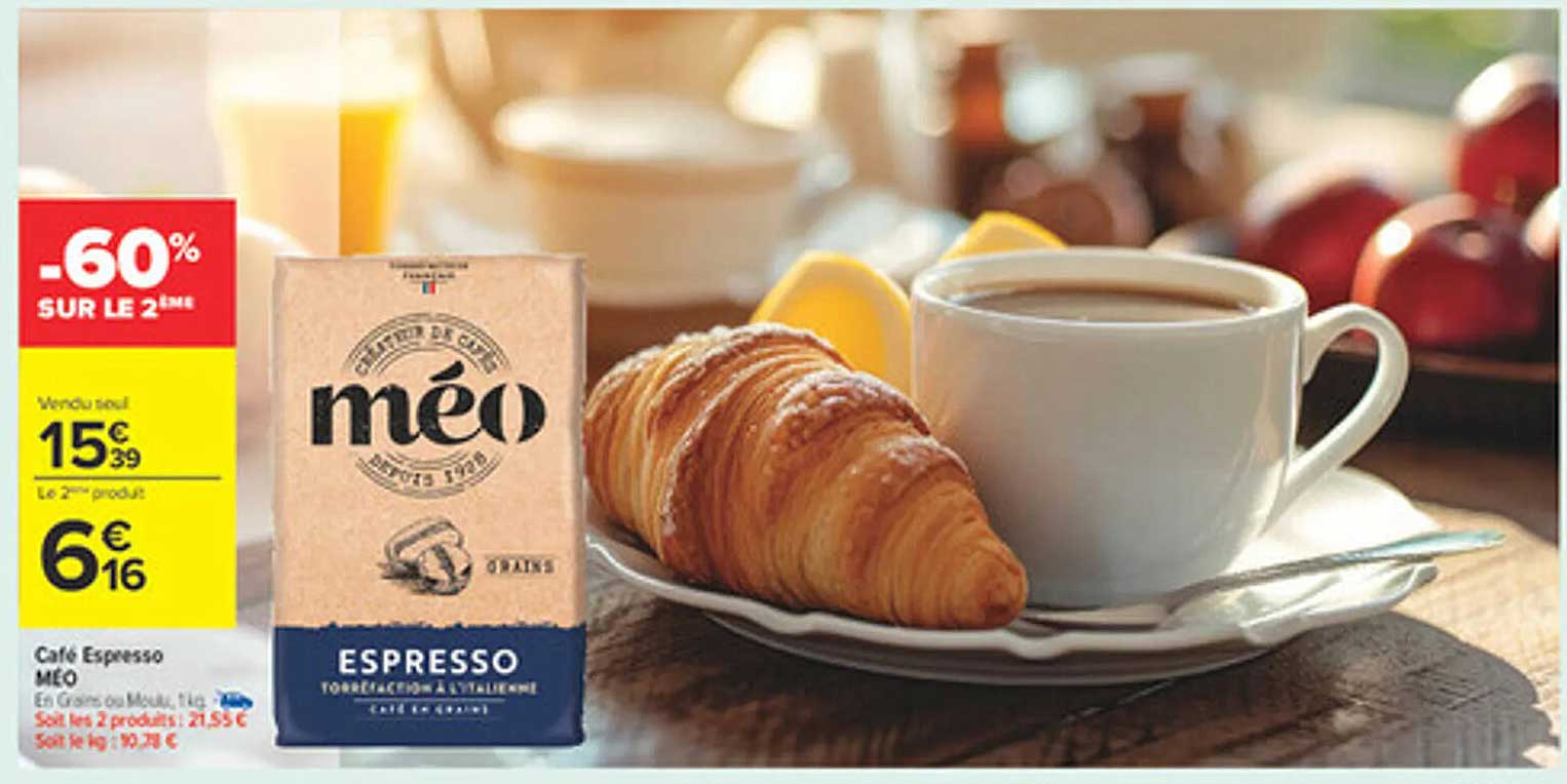 Café Espresso MÉO -60% SUR LE 2ÈME