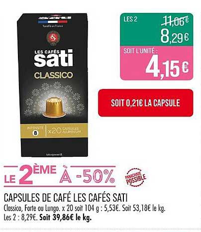 CAPSULES DE CAFÉ LES CAFÉS SATI