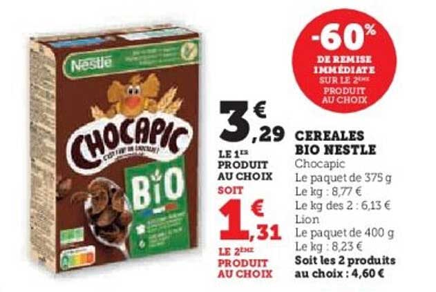 Céréales BIO Nestlé Chocapic