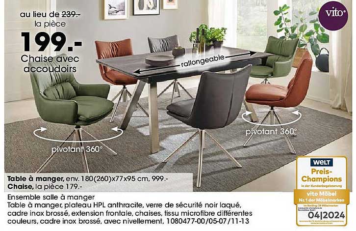 Chaise avec accoudoirs