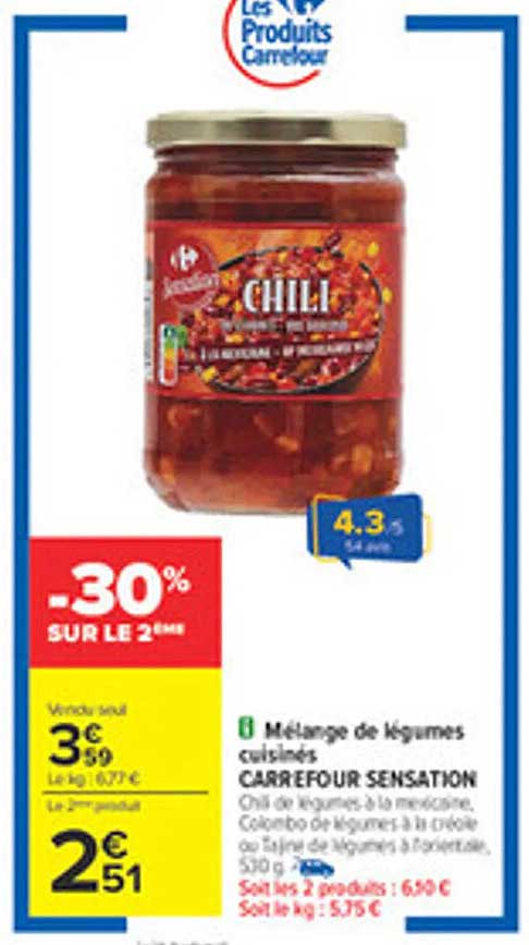 Chili de légumes à la mexicaine Carrefour Sensation