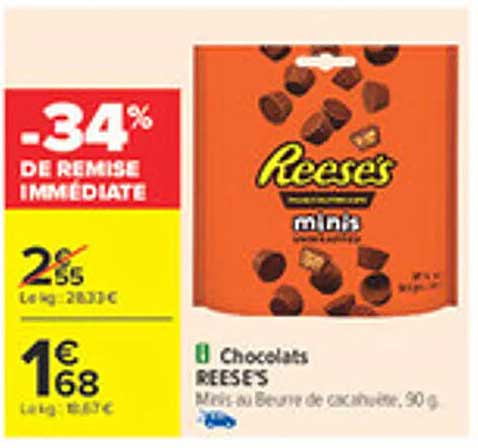 Chocolats REESE'S Minis au Beurre de cacahuète, 50 g