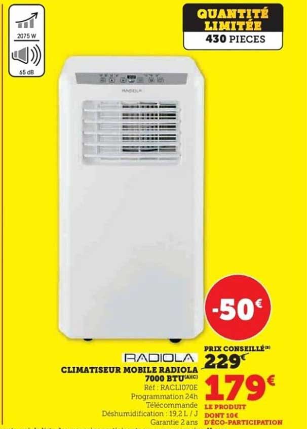 CLIMATISEUR MOBILE RADIOLA 7000 BTU