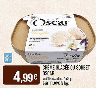 CRÈME GLACÉE OU SORBET OSCAR