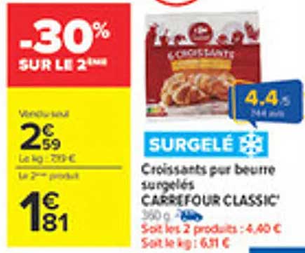Croissants par beurre surgelés CARREFOUR CLASSIC