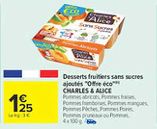 Desserts fruitiers sans sucres ajoutés "Offre éco"