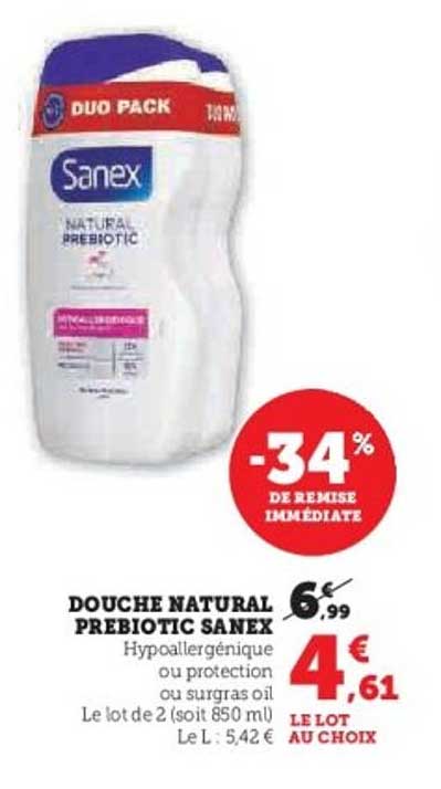 DOUCHE NATURAL PREBIOTIC SANEX
