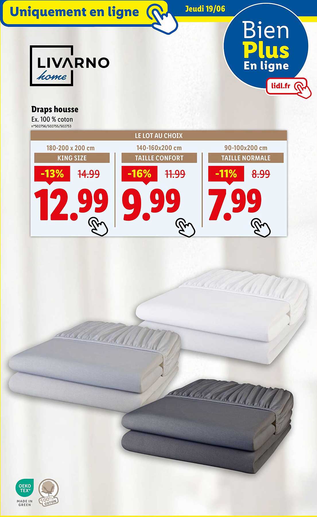 Draps housse Ex. 100 % coton