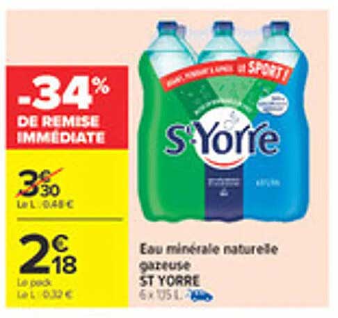 Eau minérale naturelle gazeuse ST YORRE 6 x 1,5 L