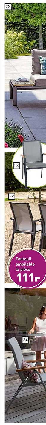 Fauteuil empilable la pièce