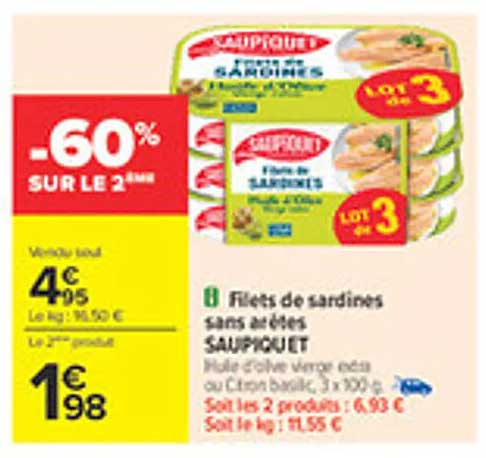 Filets de sardines sans arêtes SAUPIQUET