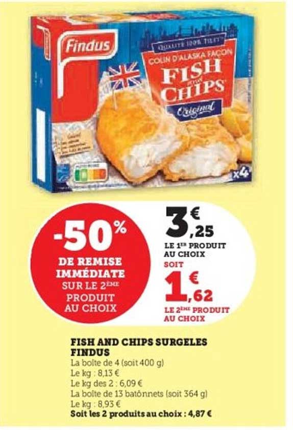 FISH AND CHIPS SURGELES FINDUS