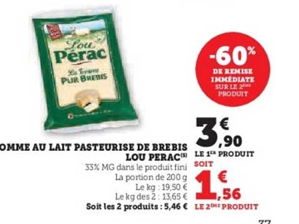 FROMAGE AU LAIT PASTEURISE DE BREBIS LOU PERAC