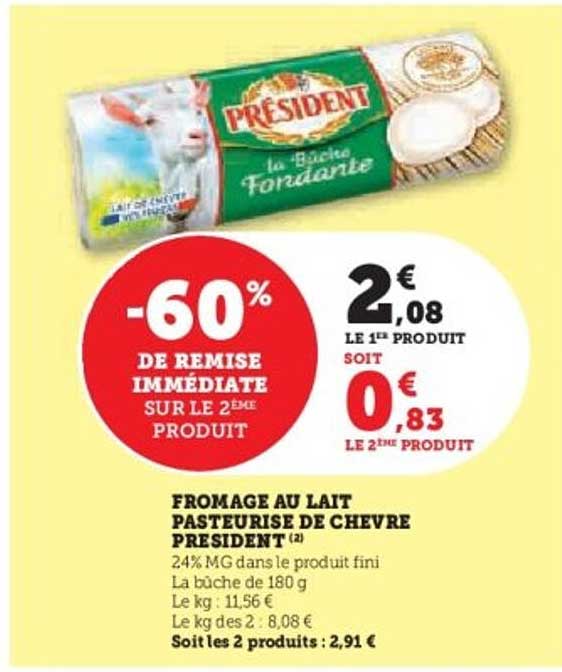 FROMAGE AU LAIT PASTEURISE DE CHEVRE PRESIDENT