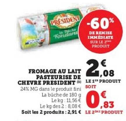 FROMAGE AU LAIT PASTEURISE DE CHEVRE PRESIDENT