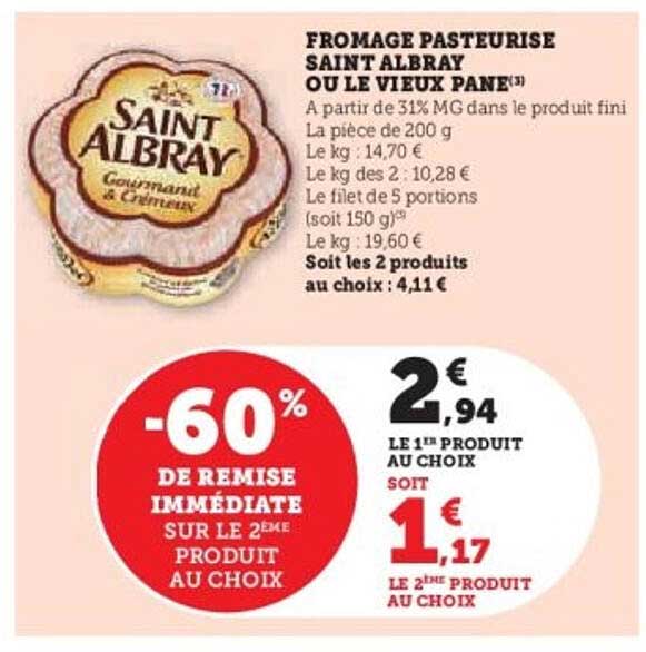 FROMAGE PASTEURISE SAINT ALBRAY OU LE VIEUX PANÉ