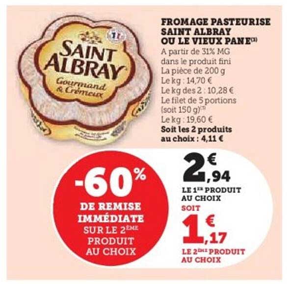 FROMAGE PASTEURISE SAINT ALBRAY OU LE VIEUX PANÉ