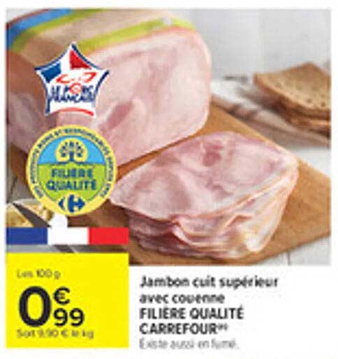 Jambon cuit supérieur avec couenne