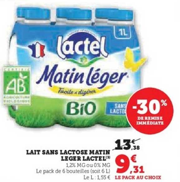 LAIT SANS LACTOSE MATIN LéGER LACTEL