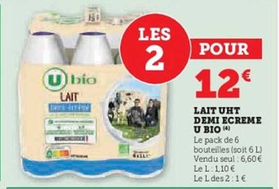 LAIT UHT DEMI ECREME U BIO