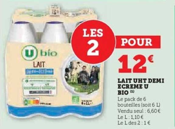 LAIT UHT DEMI ÉCRÉMÉ U BIO