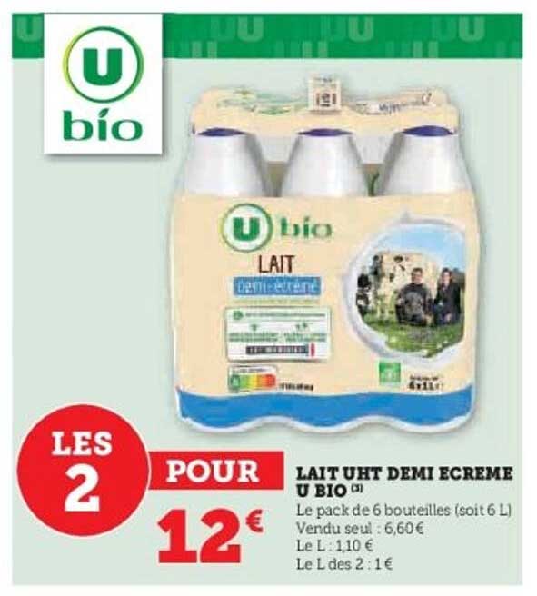 LAIT UHT DEMI ÉCRÉMÉ U BIO