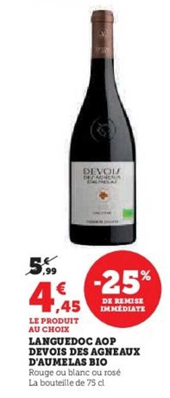 LANGUEDOC AOP DEVOIS DES AGNEAUX D'AUMELAS BIO