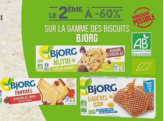 LE 2 ÈME À -60% SUR LA GAMME DES BISCUITS BJORG