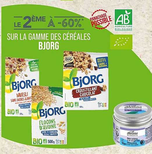 Le 2ème à -60% sur la gamme des céréales Bjorg