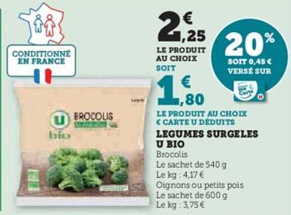 Légumes surgelés U Bio - Brocolis