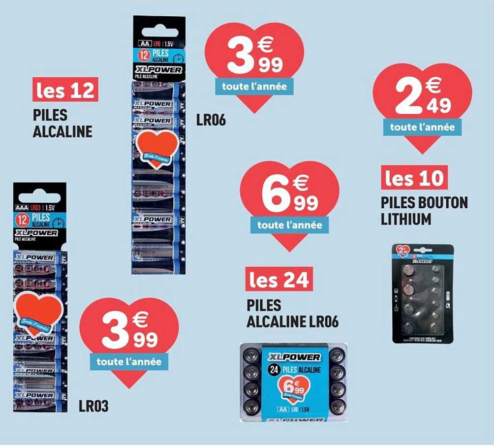 les 12 PILES ALCALINE