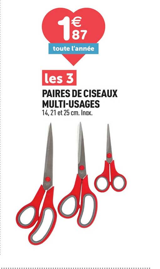 les 3 PAIRES DE CISEAUX MULTI-USAGES