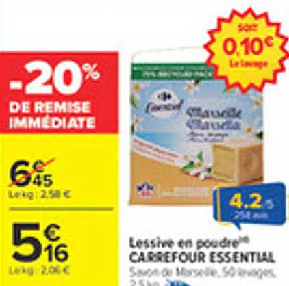 Lessive en poudre CARREFOUR ESSENTIAL