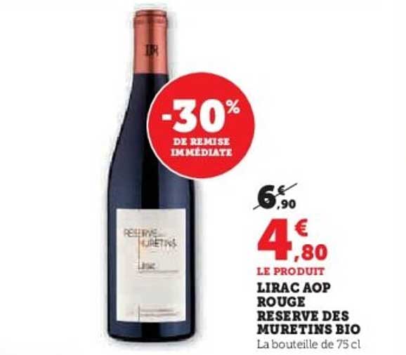 LIRAC AOP ROUGE RESERVE DES MURETINS BIO